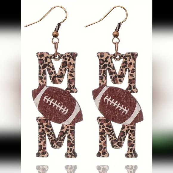 Felt's Fun Finds Jewelry - MOM Football 2.5" Dangle Earrings